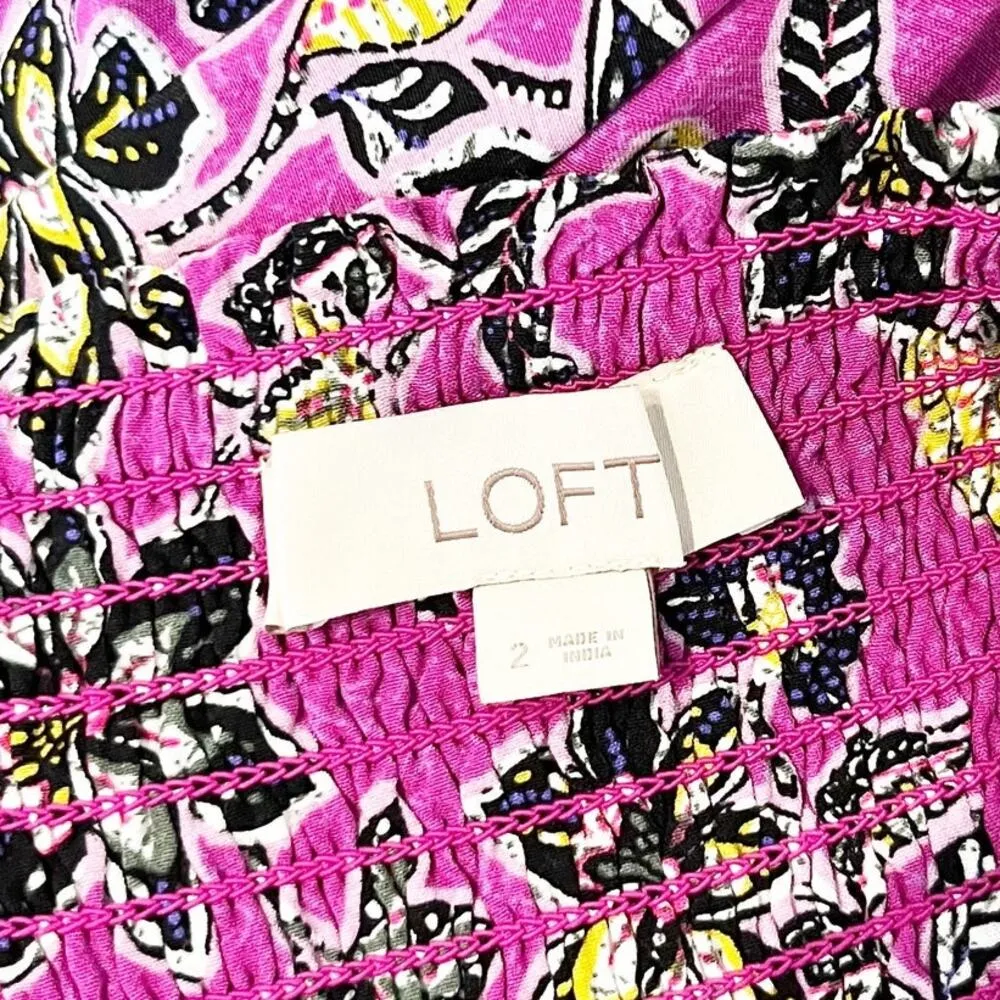 LOFT Hibiscus Floral Ruffle Midi Halter Dress Purple 2 - Image 3