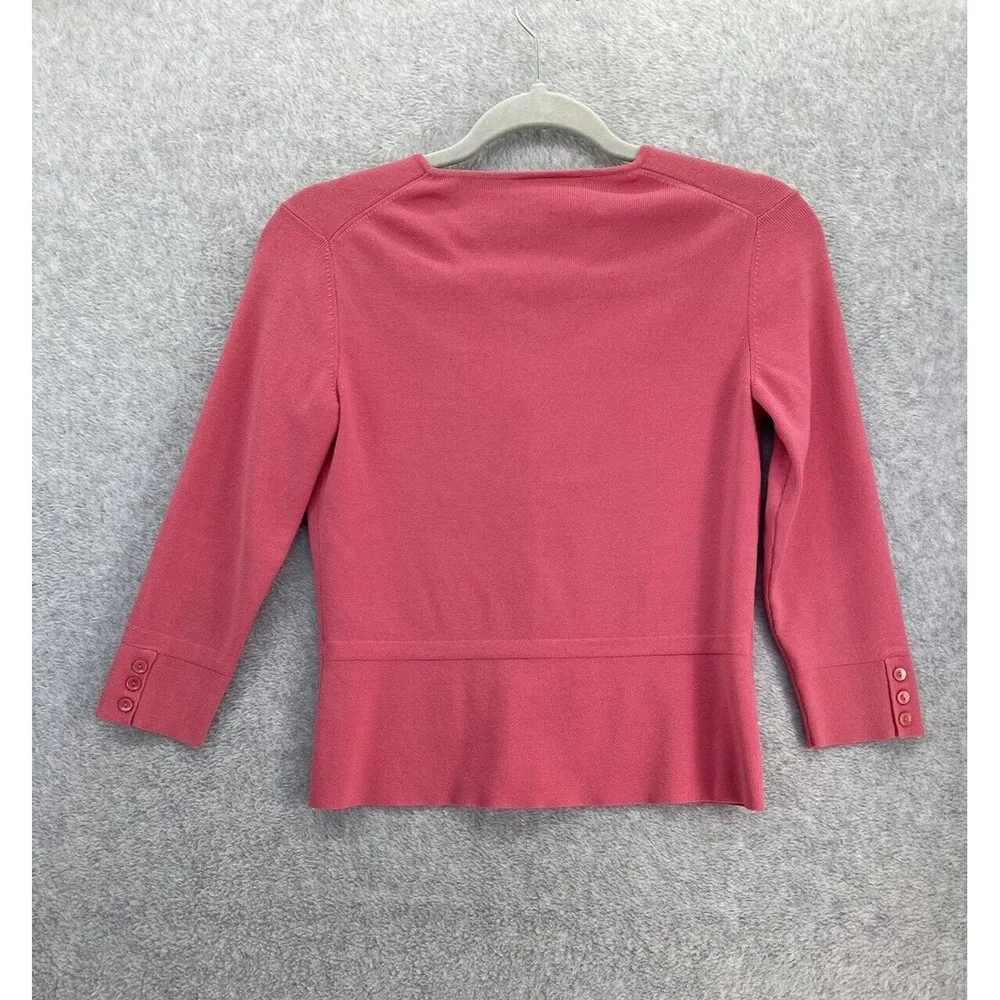 Talbots Women's Cardigan Sweater Pink Button Down 3/4 Sleeve Size Small Petite - Image 2