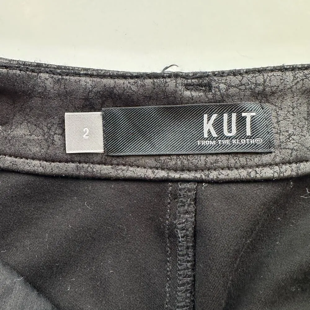 Kut from the Kloth Frida Slim Track Pant High Rise Black Faux Leather Size 2 - Image 9