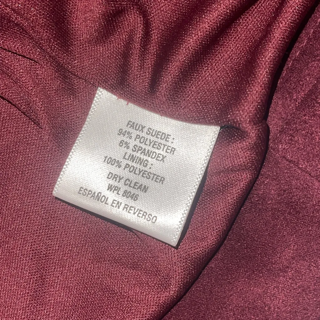 Thalia Sodi burgundy faux suede gold zipper jacket blazer woman’s XL NWT - Image 5