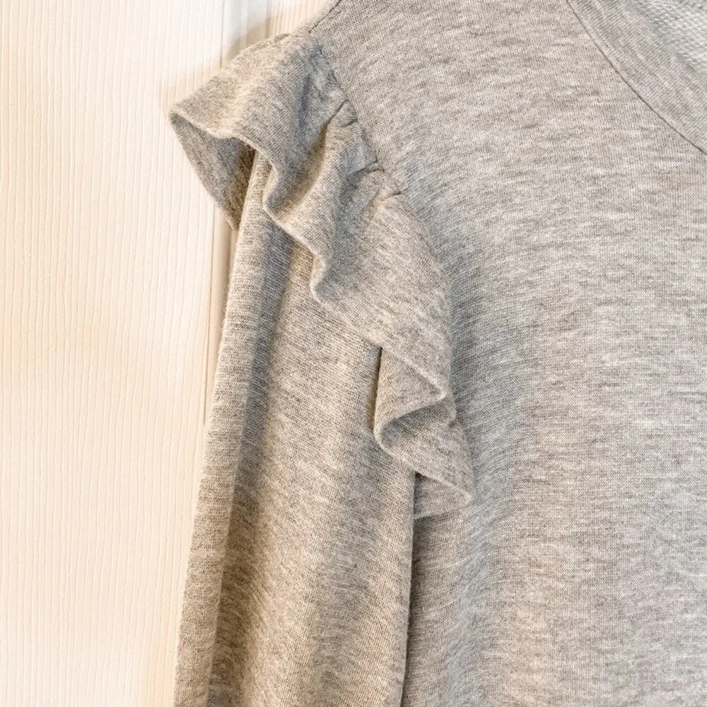 Gypsies & Moondust Gray and Blue Ruffle Sleeve Top, EUC, Size Small - Image 4