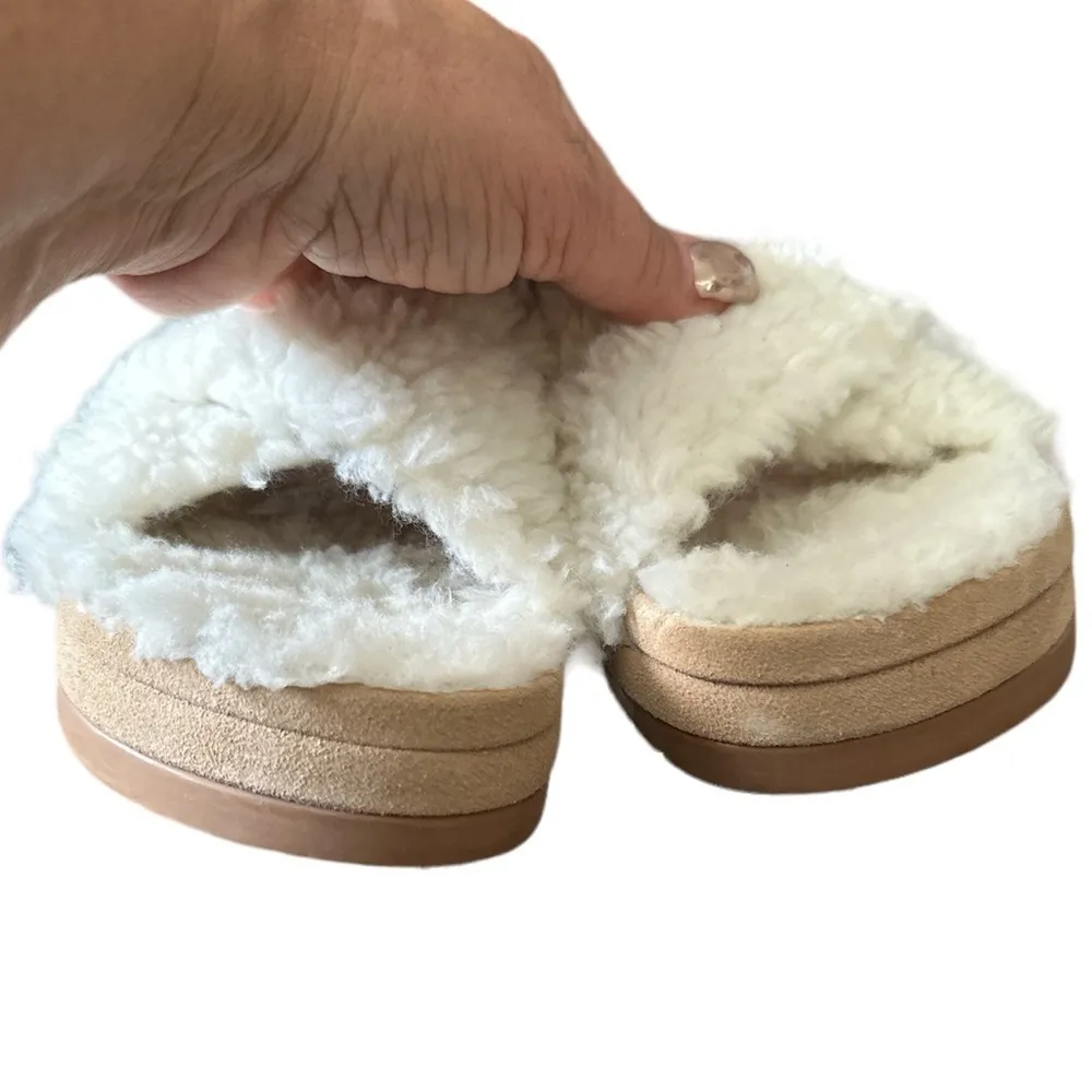 JACK ROGERS LEXI FAUX WHITE FUR CRISS CROSS OVER SANDAL SLIDES 8.5 - Image 8