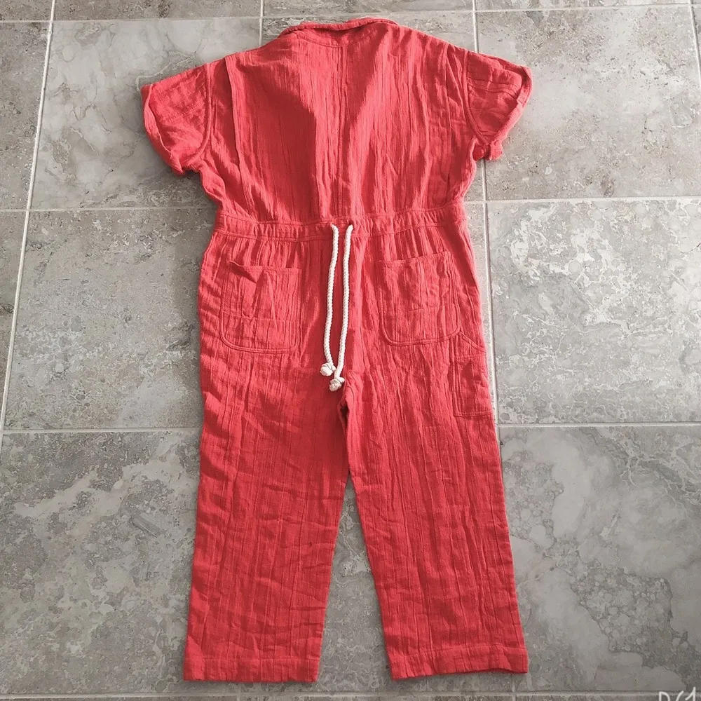 Slouchy Jumpsuit Cotton Red Woven Size S New w/Tag - Image 5