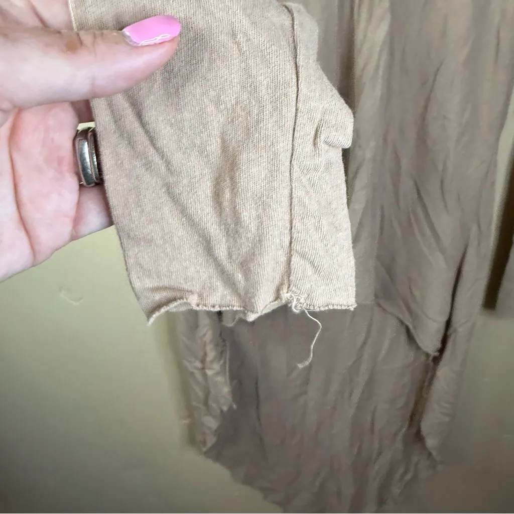 Frank & Eileen High Low Long Sleeve Cotton Dark Beige Size Small Tee FLAW - Image 5