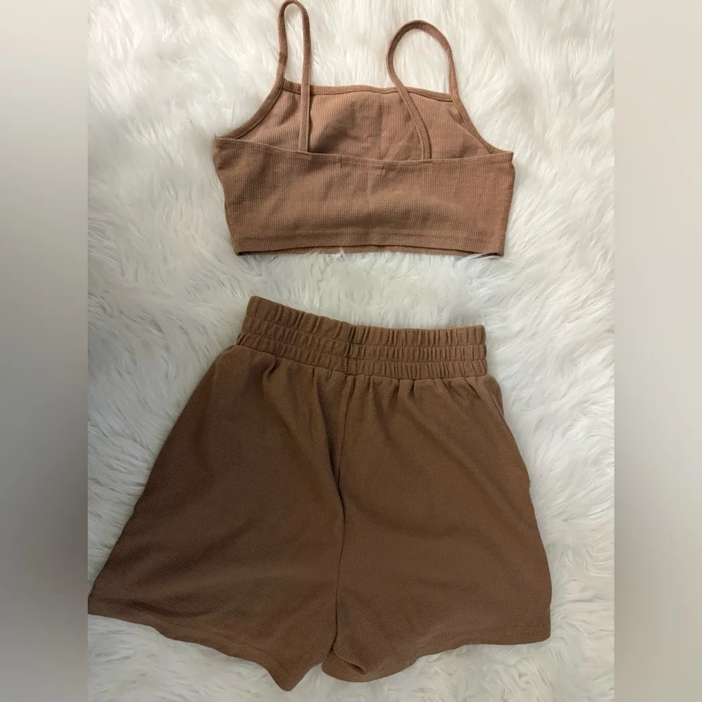 Missguided Tall cami crop top and shorts set Brown Size 6 - Image 5