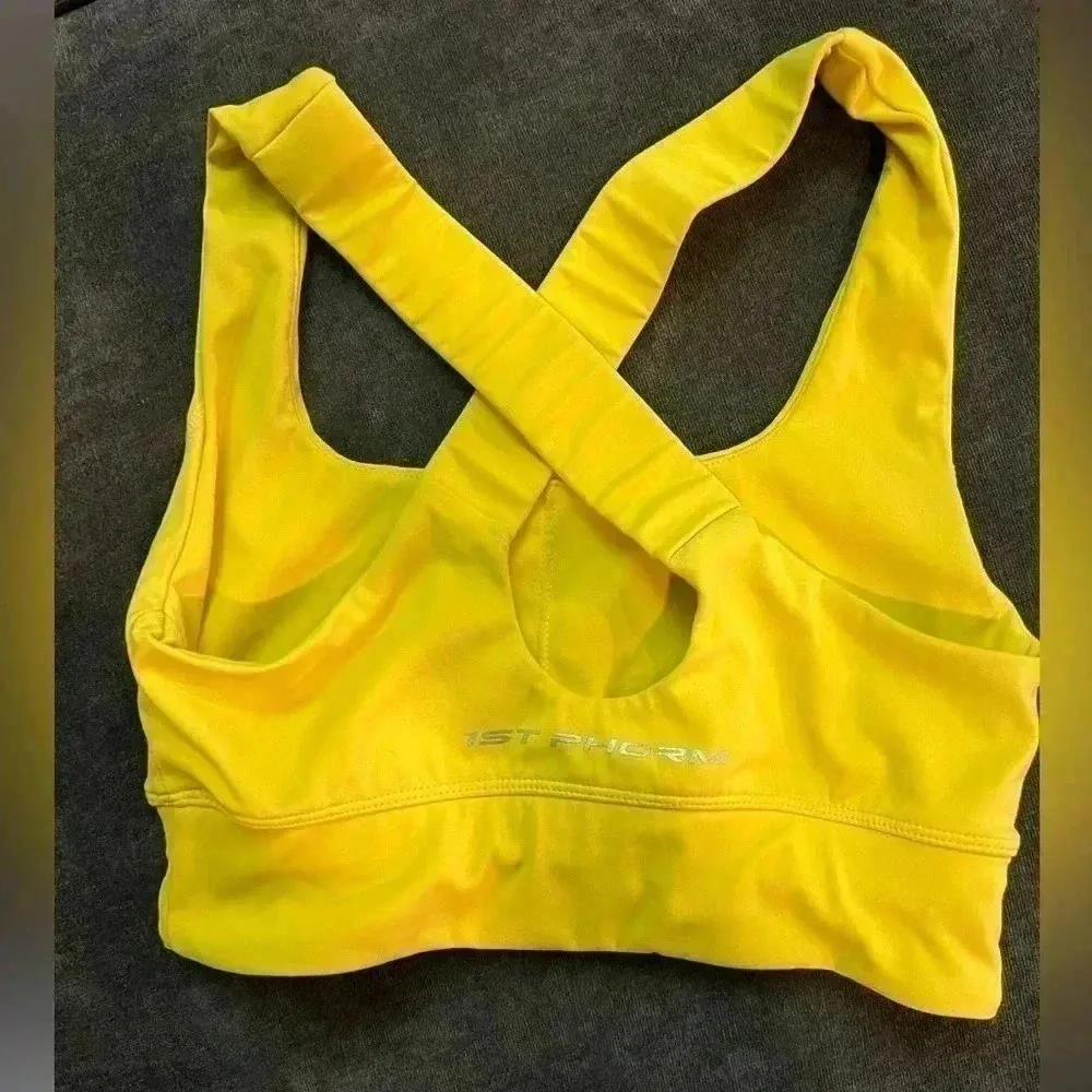1st phorm womens yellow sports bra cross cross back XS sporty athletic workout - Image 4