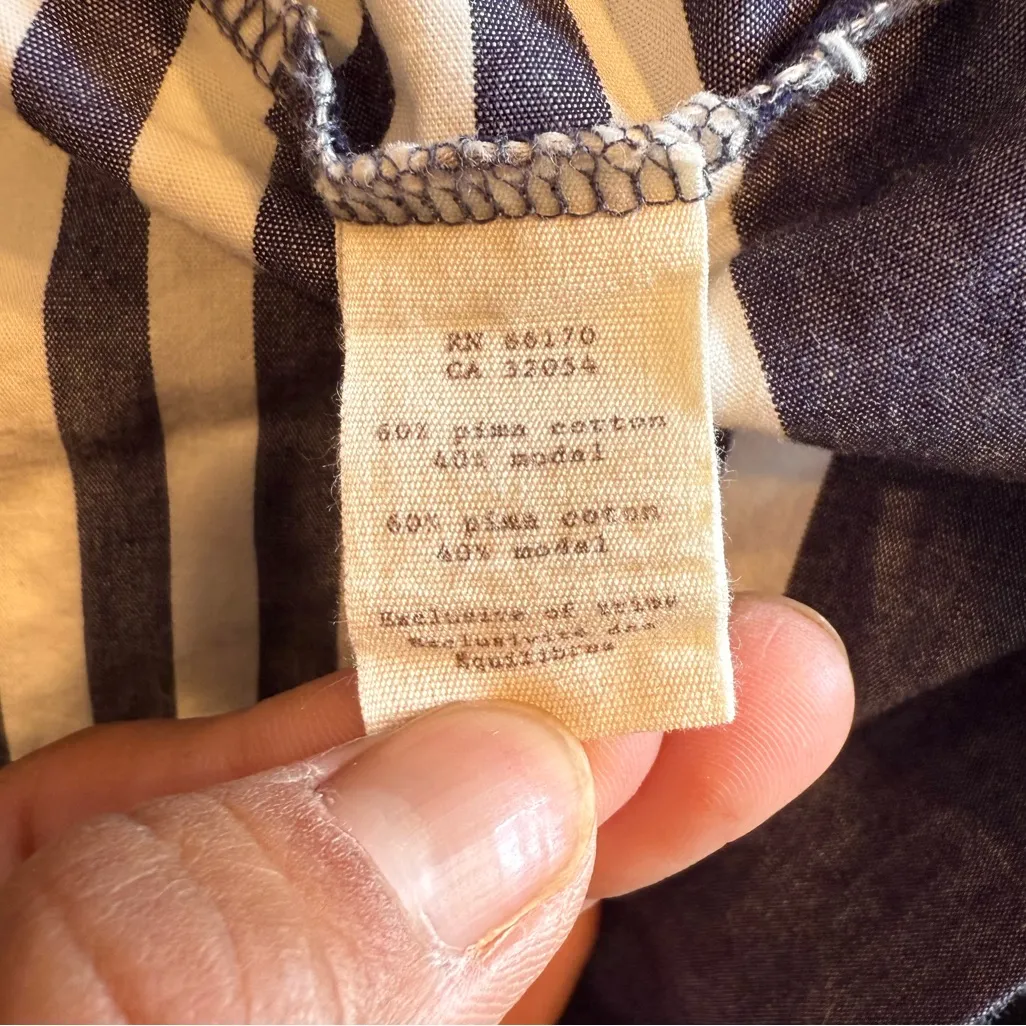 Little yellow button Anthropologie Striped Gray White Sleeveless Dress small - Image 9