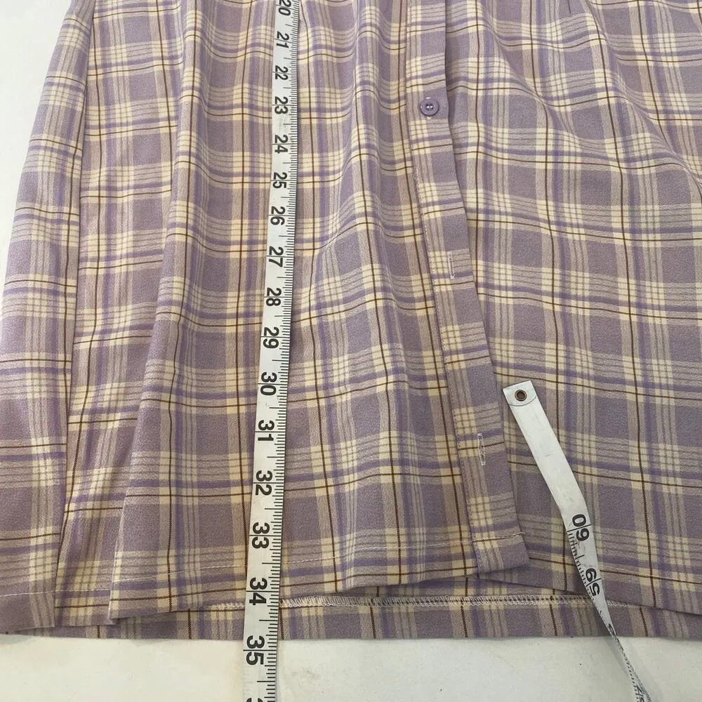 Pretty Little Thing Plaid Long Sleeve Button Down Lilac Shirt Dress NWT Sz 16 - Image 12