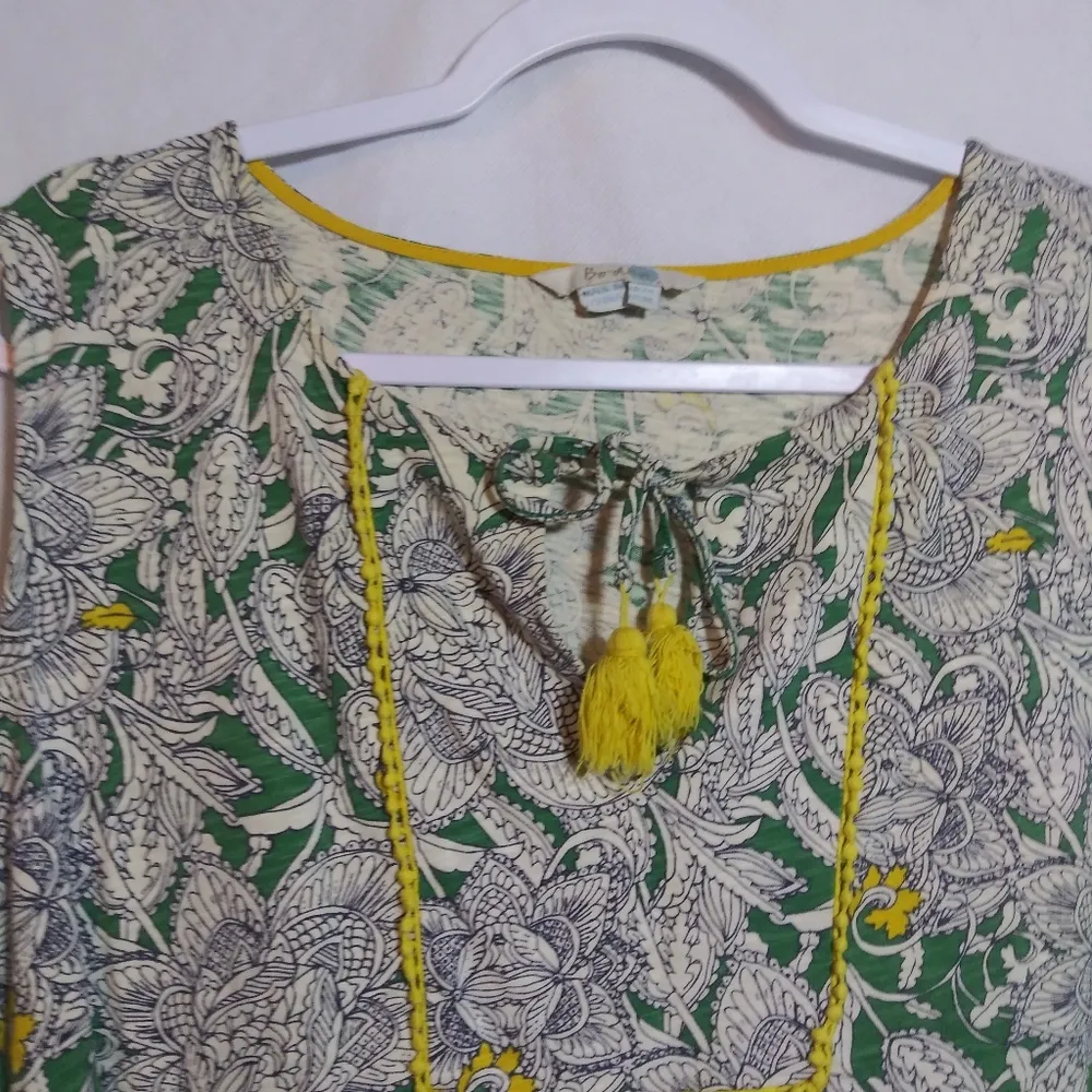 Boden Lana Green White Floral Tassel Tie Keyhole Mini Sheath Dress Size 18L - Image 2