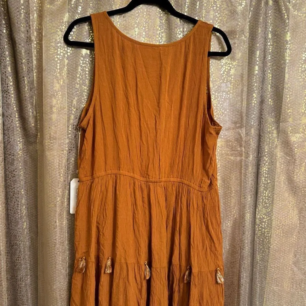 Shyanne Cognac Rust Orange Brown Western Maxi Dress XL NWT - Image 2