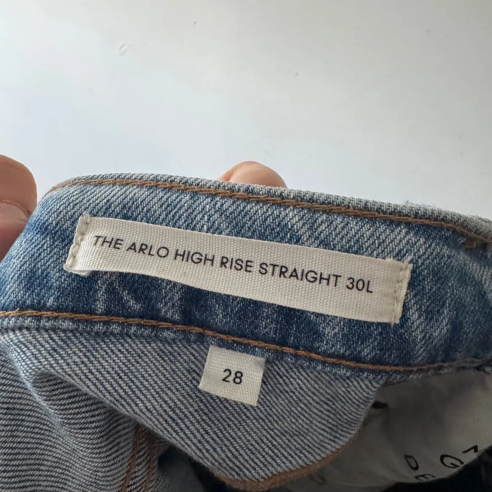 Aritzia Denim Forum Light Wash The Arlo High Rise Straight Distressed Jeans - Image 7