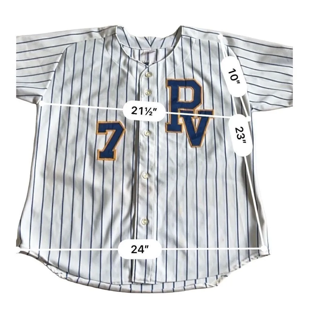 VINTAGE 80s 90 Shirt Womens Short Sleeve Baseball PV 7. Made in USA Blue Size L - Image 7