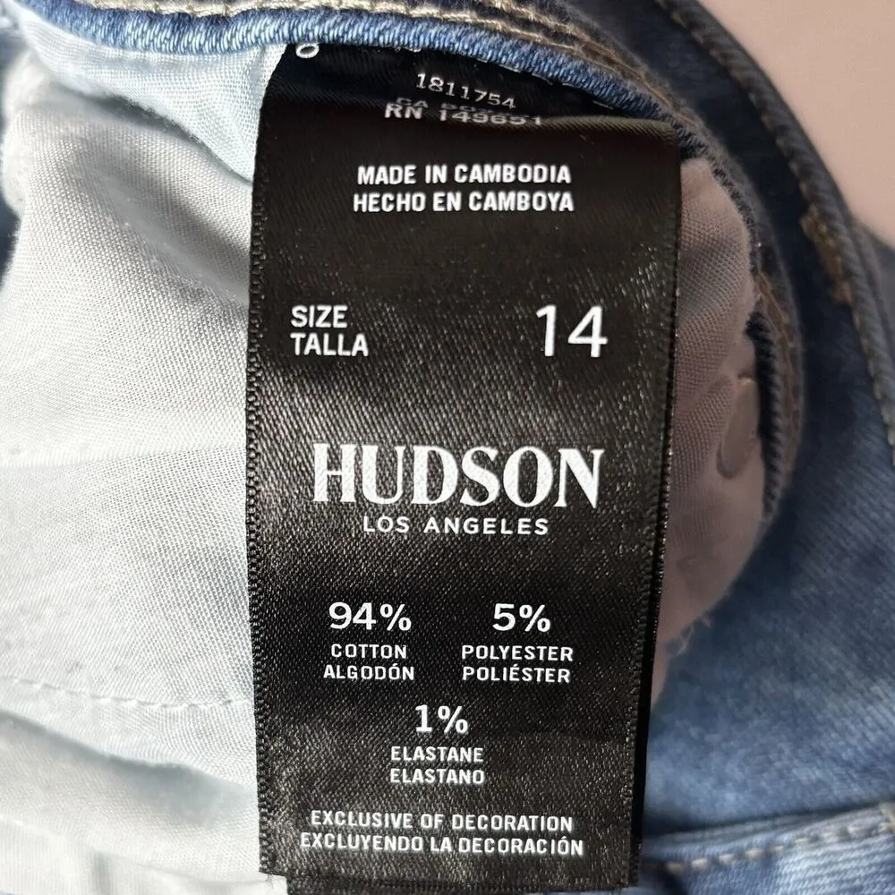 Hudson Midrise Straight Leg Blue Denim Jeans Women's Size 14 Festival Casual - Image 11