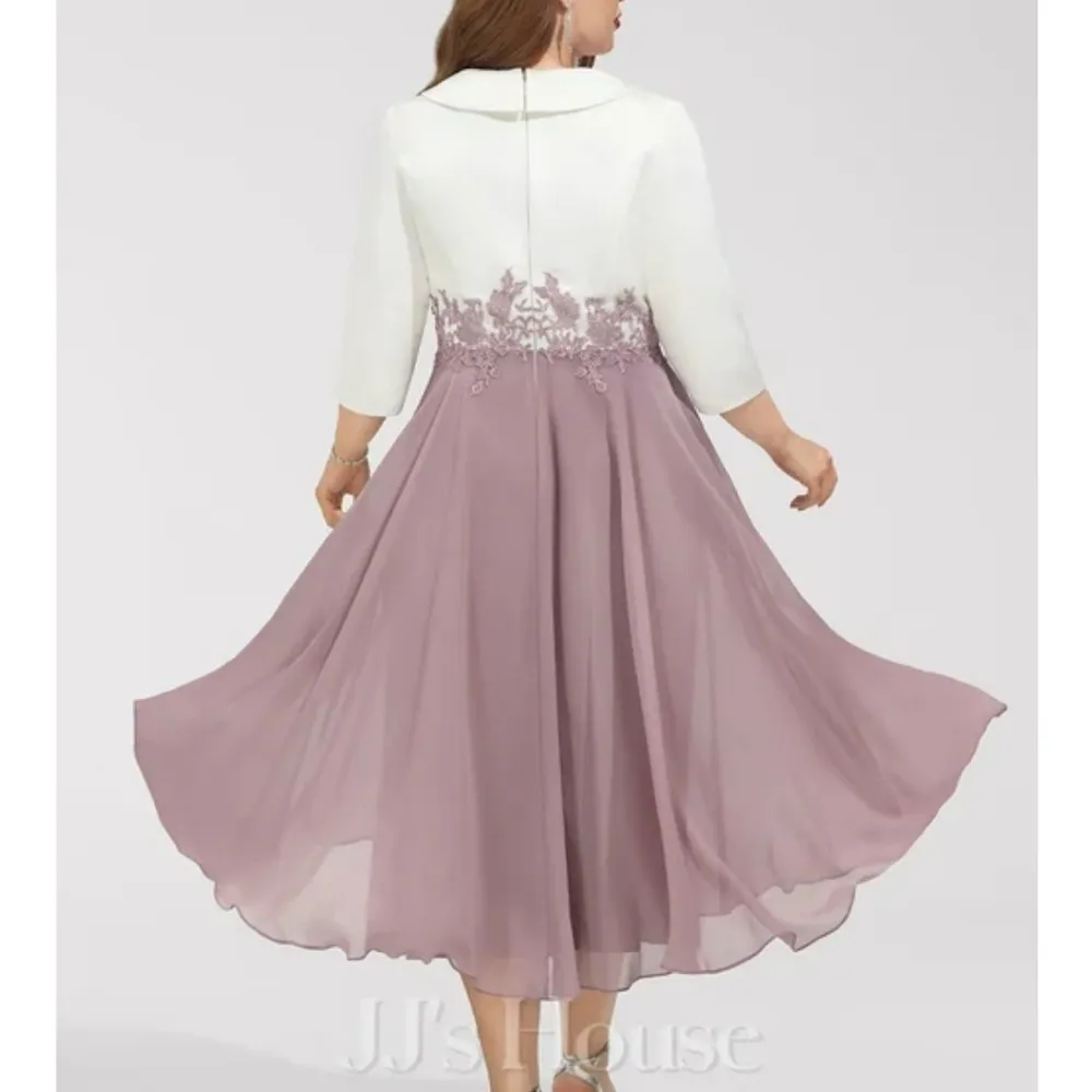 J J House mother of the bride chiffon lace dress. Size 6 - Image 3