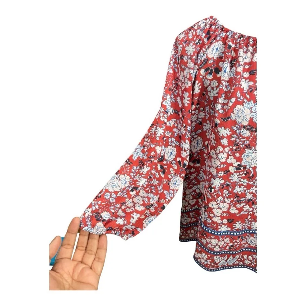 CHAPS RALPH LAUREN
WOMANS TUNIC BLOUSE SIZE P L/G RED MULTICOLOR
3/4 SLEEVE - Image 9