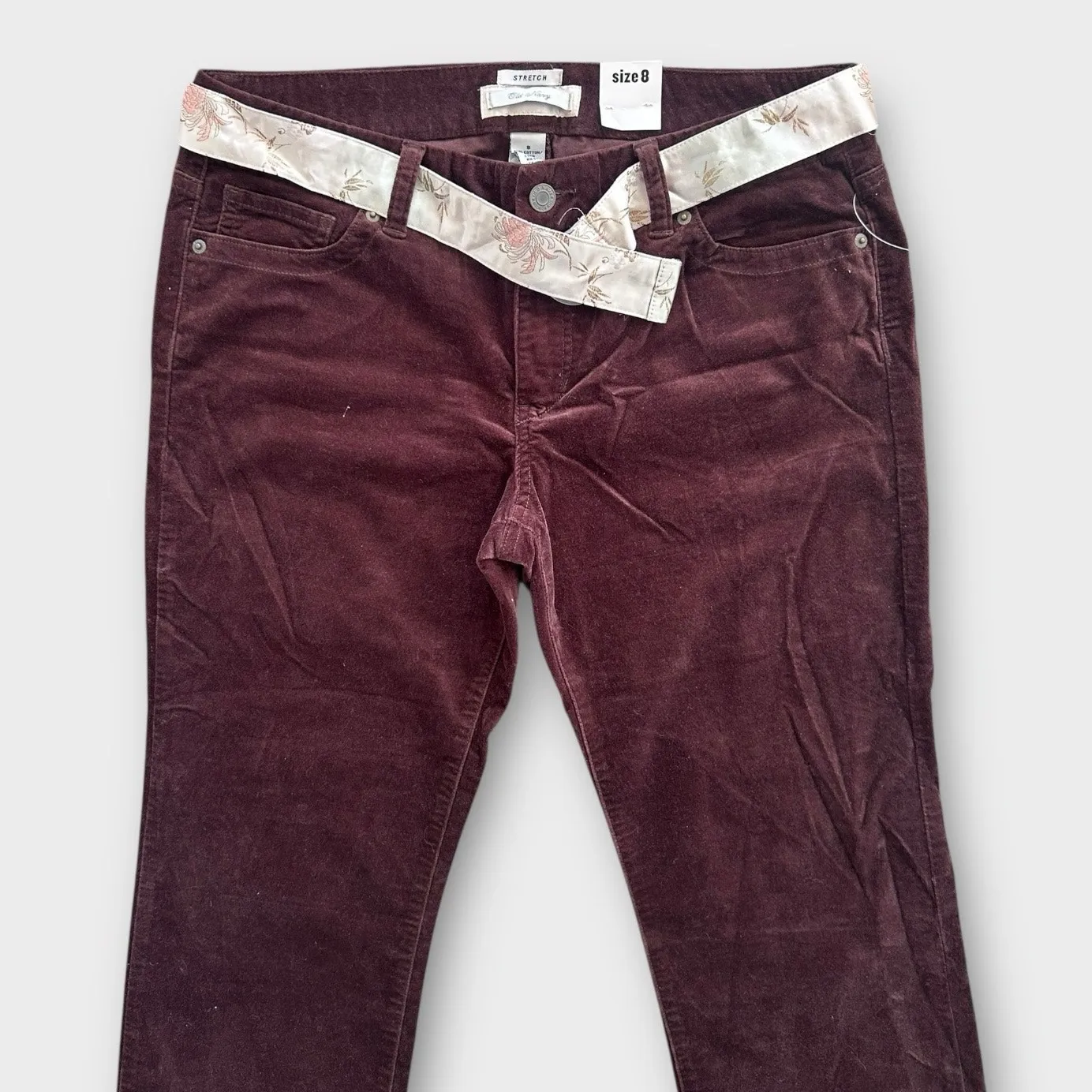 Vintage Y2K Old Navy Brown Stretch Velour Pants Size 8 Deadstock NWT Low Rise - Image 2