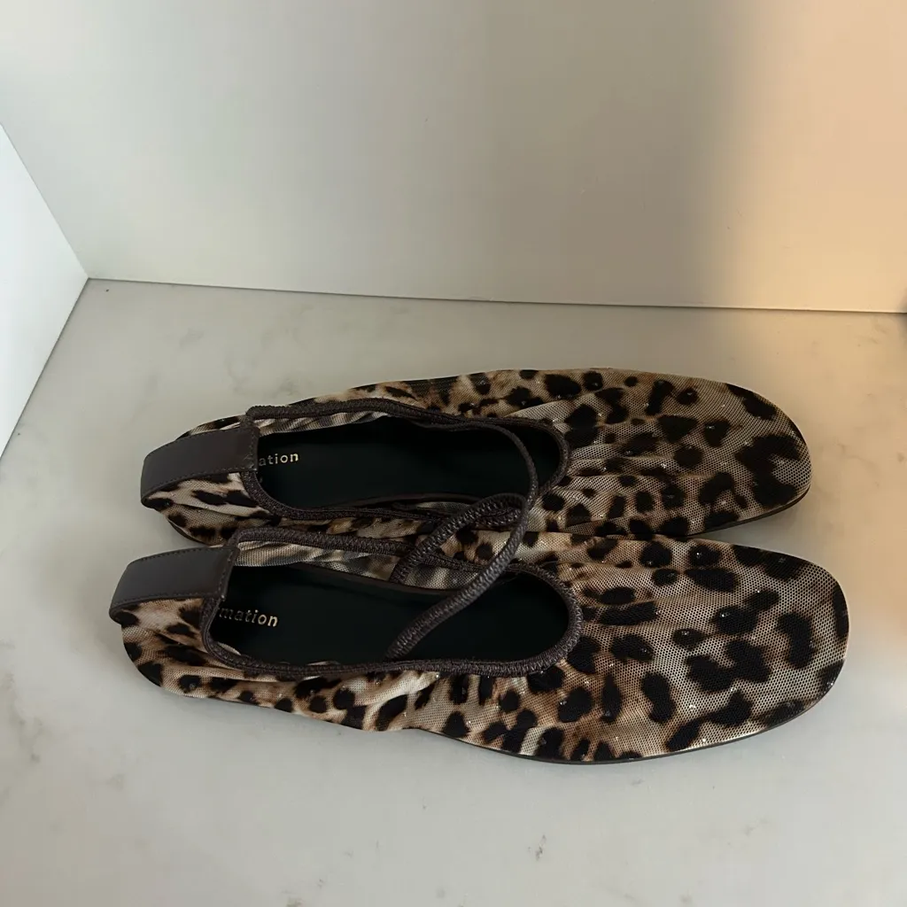 Reformation Marvin Ballet Leopard Flats - Image 2