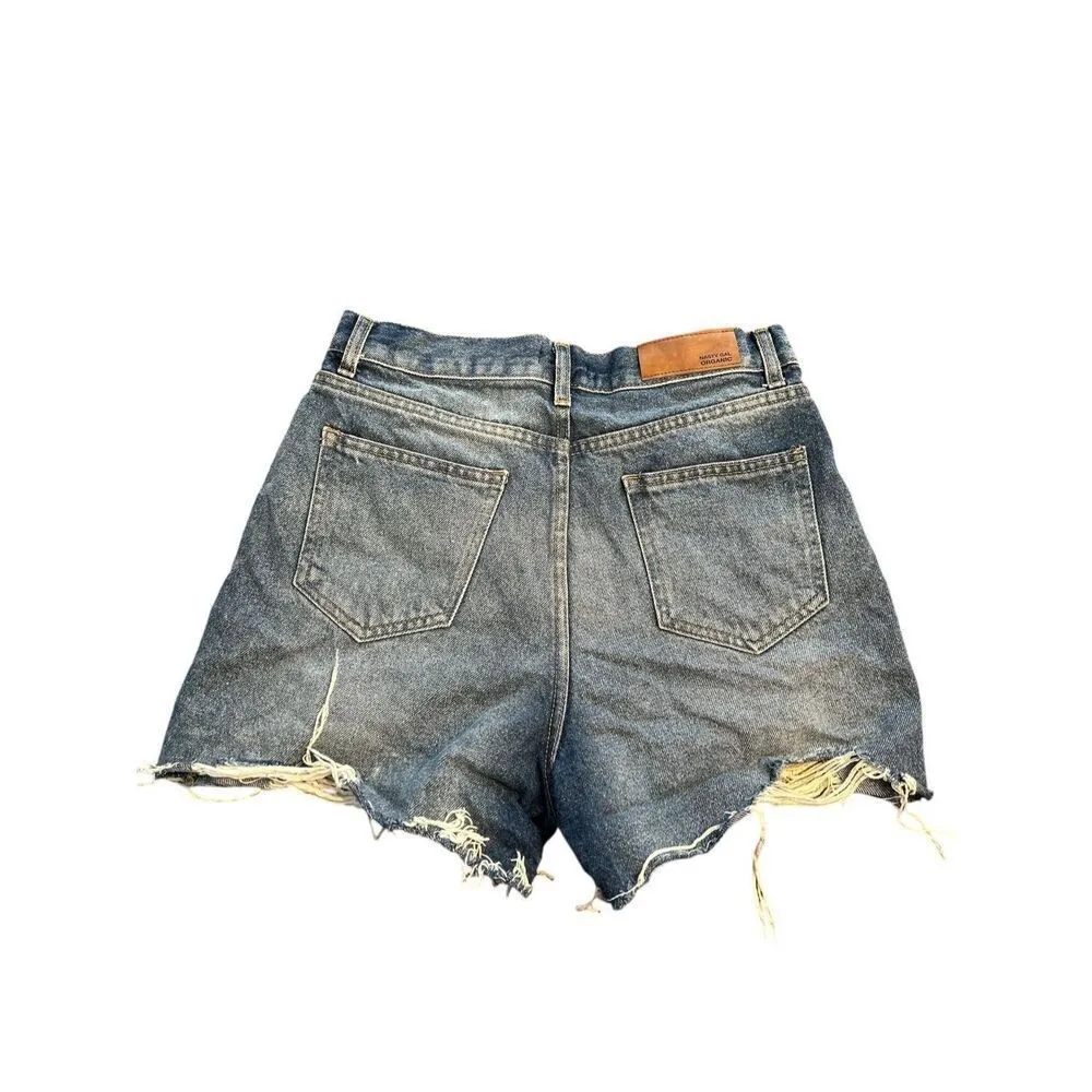 Nasty Gal Womens Blue Denim Cut Off Shorts Size 6 Distressed Cotton - Image 2