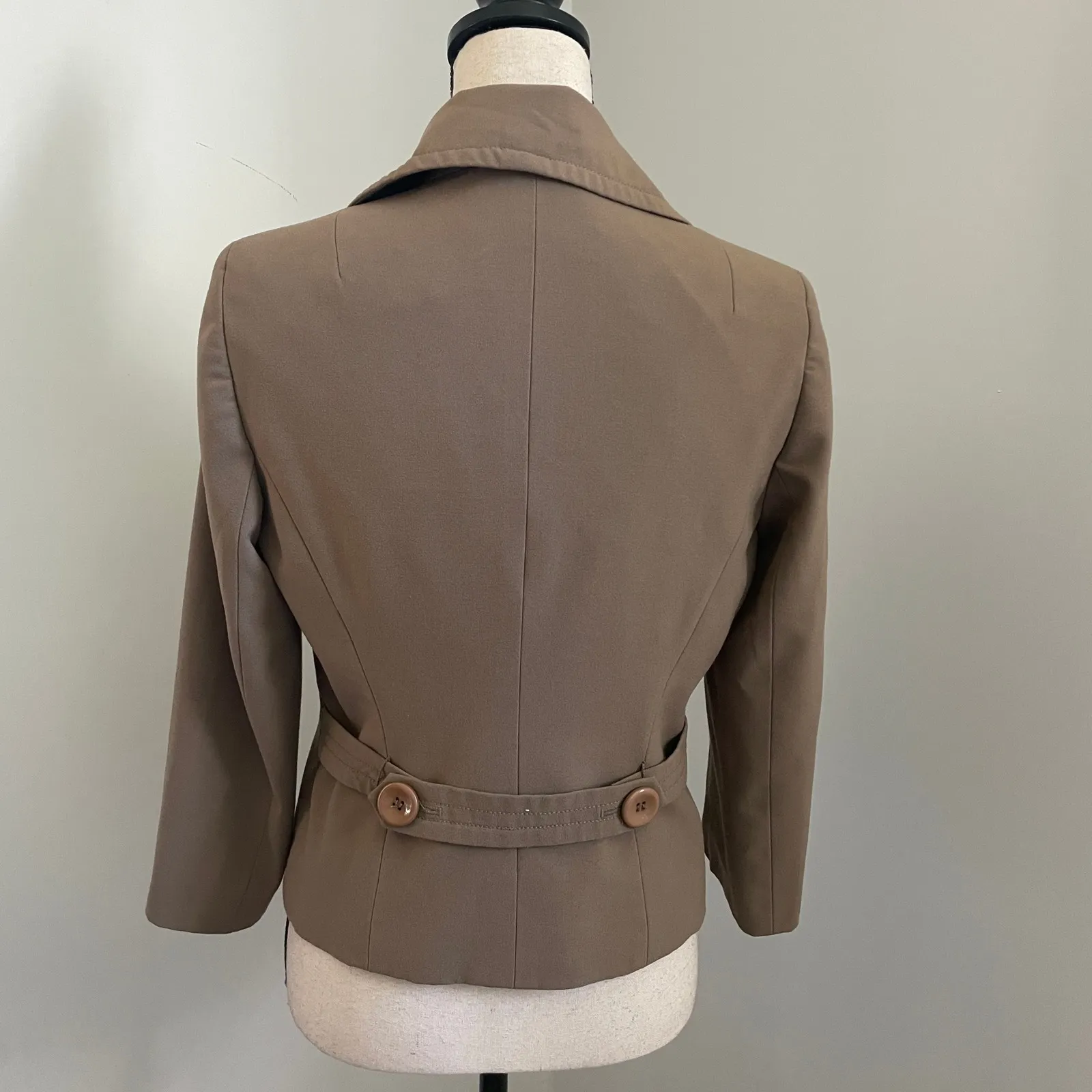 Vtg Blazer Jacket 8 Petite Tan 3/4 Sleeve Office Chic Academia Josephine Chaus - Image 5