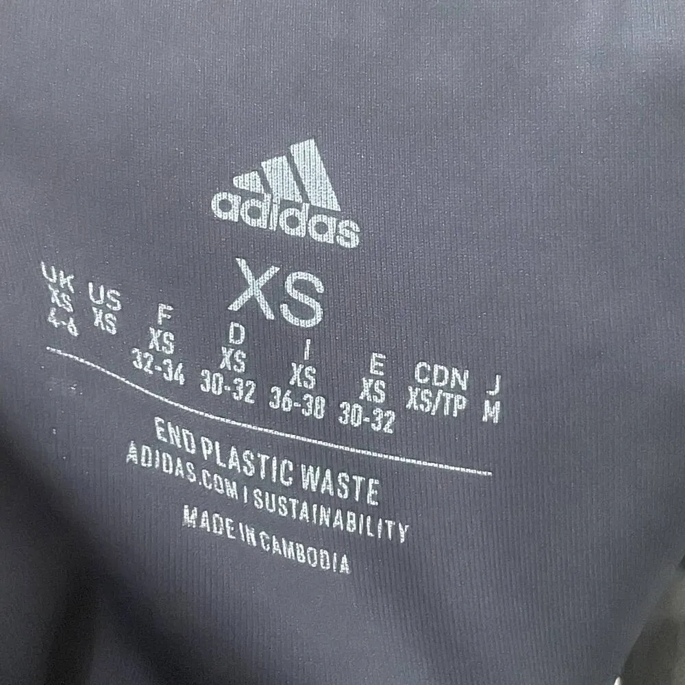 NWT Adidas Tight Fit Bike Shorts XS Navy White Three Stripe Blue - Image 2