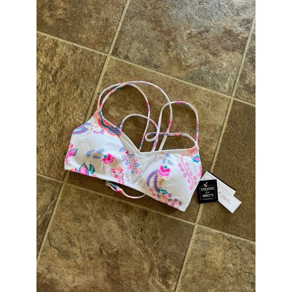 Salt + Cove Printed Strappy Bikini Swim Top White Multi
Size Small - Image 4