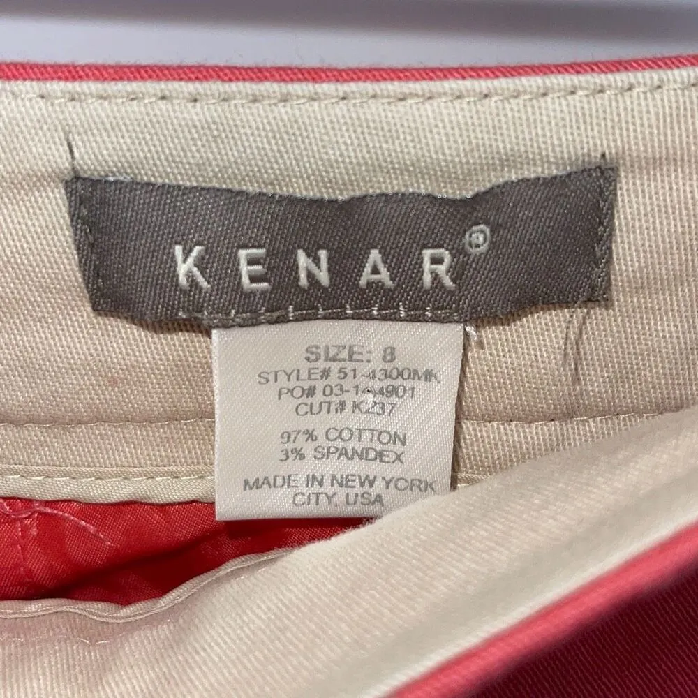 Kenar Womens Back Zip Side Slit Flat Front Stretch Pencil Skirt Coral Size 8 - Image 5