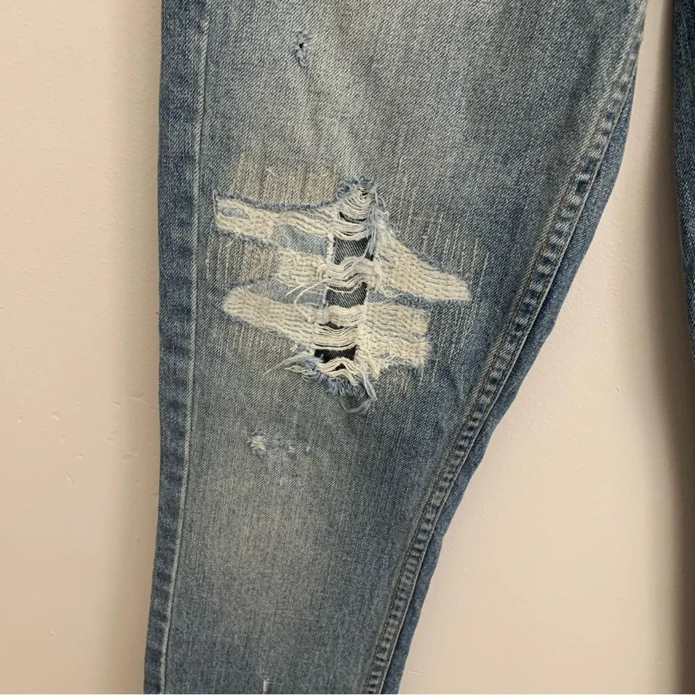 EUC Re/Done Originals High Rise Ankle Crop Light Repair Distressed Jeans Size 23 - Image 10