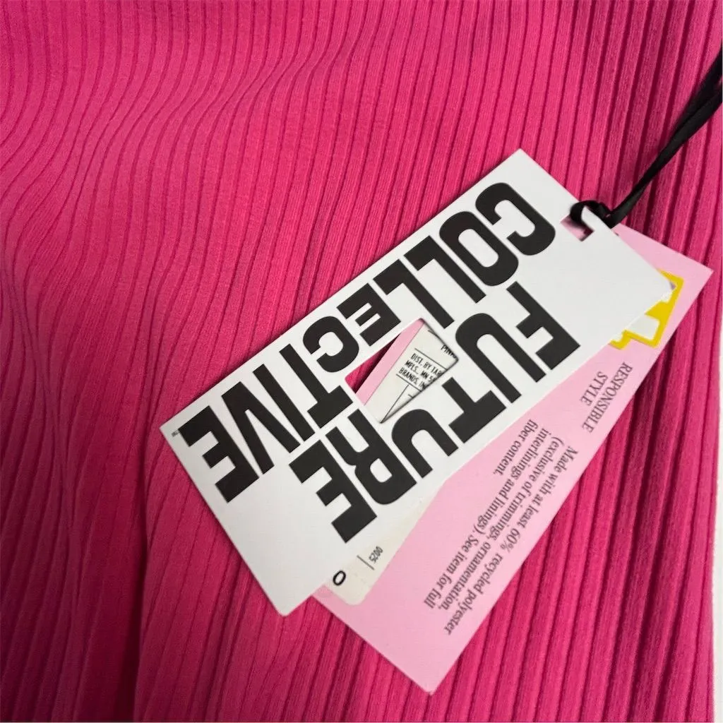 Future Collective Alani Noelle Women's Dress Size L Hot Pink Stretch Size L - Image 3