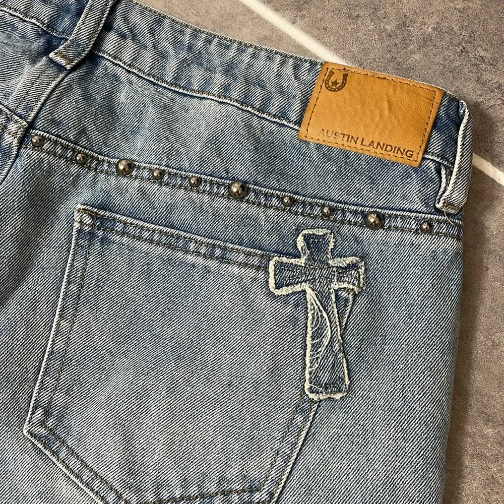 Austin Landing Viral Cross Patch Jeans size 7x33 Blue - Image 10
