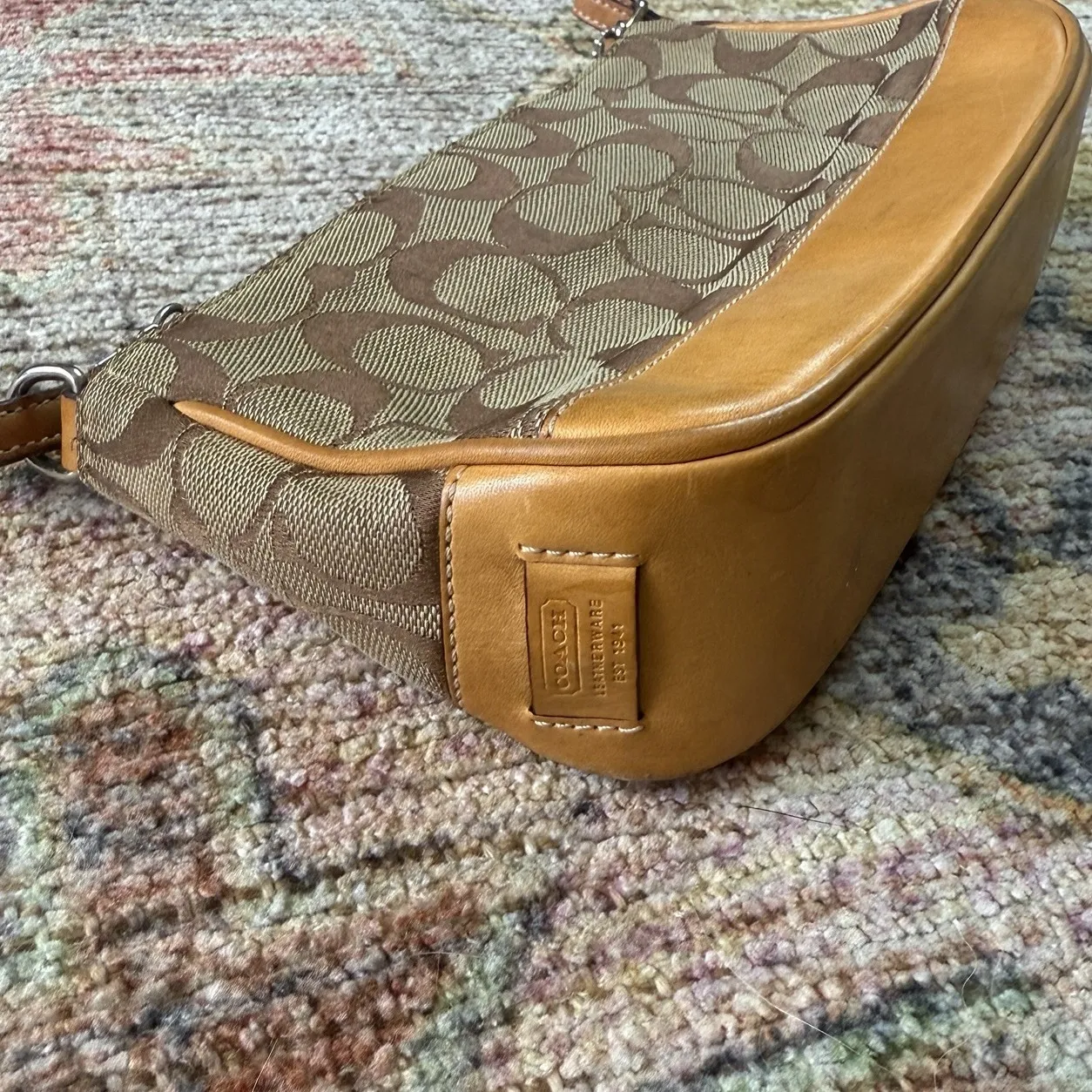 Vintage Y2K Coach Signature Demi Mini Pouch Handbag Tan Canvas Leather 6094‎ - Image 4