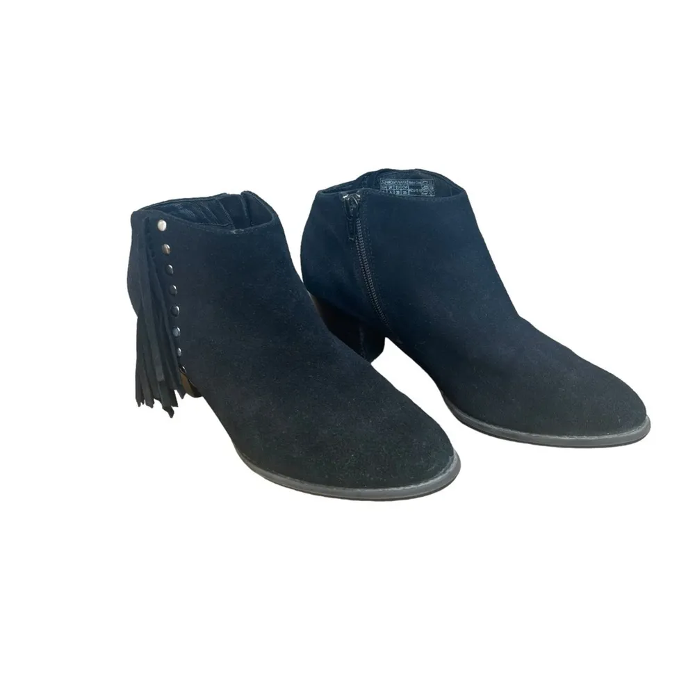 VIONIC Black Suede Studded Fringe Western Vibe Booties. size 8 - Image 2