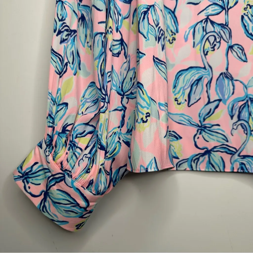 Lilly Pulitzer Maisel Blouse in Sweet Pea Pink Chasing The Sun Size Small - Image 6
