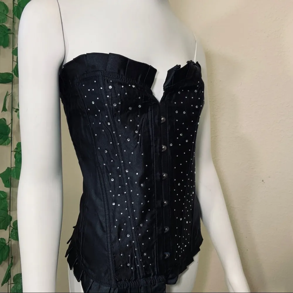Corset Black Sparkles New Sexy Festival Cosplay Size 2X - Image 7