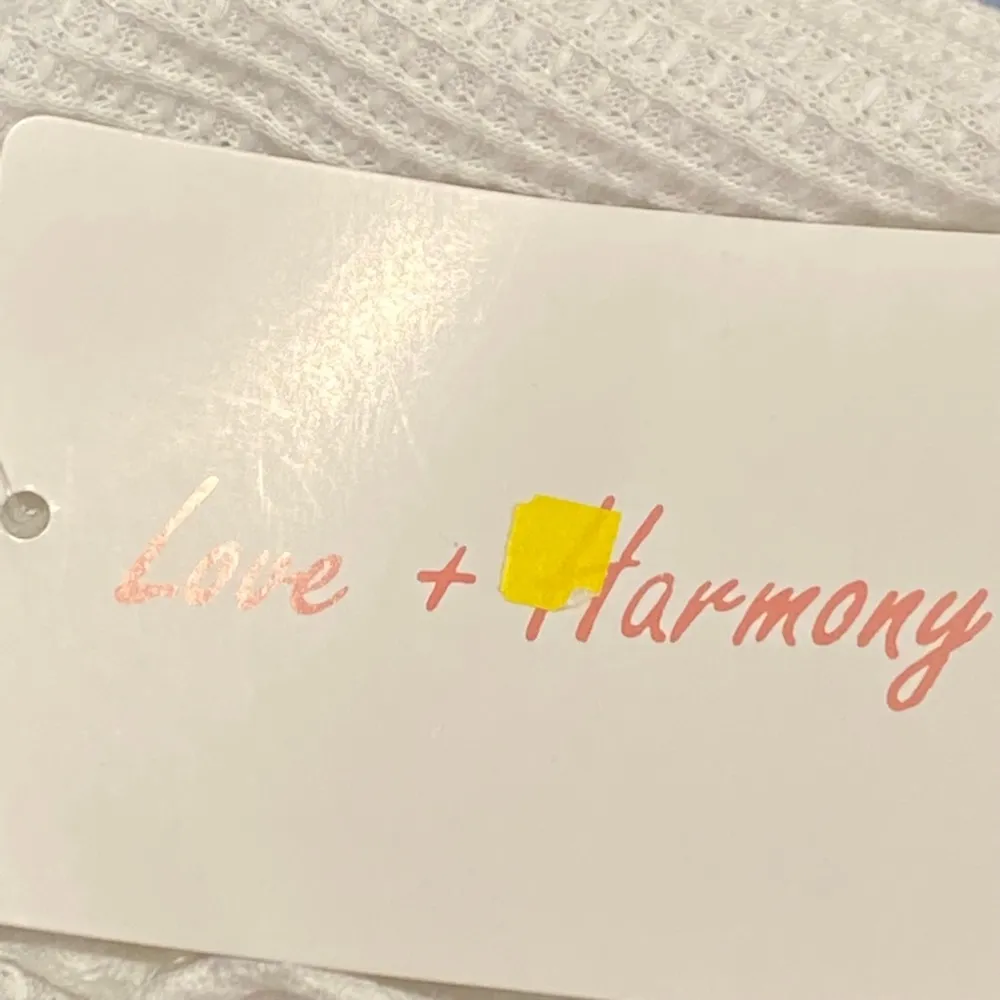 Love + Harmony White Waffle Pattern & Blue Tie Dyed Long Sleeve Side Tie Blouse - Image 7