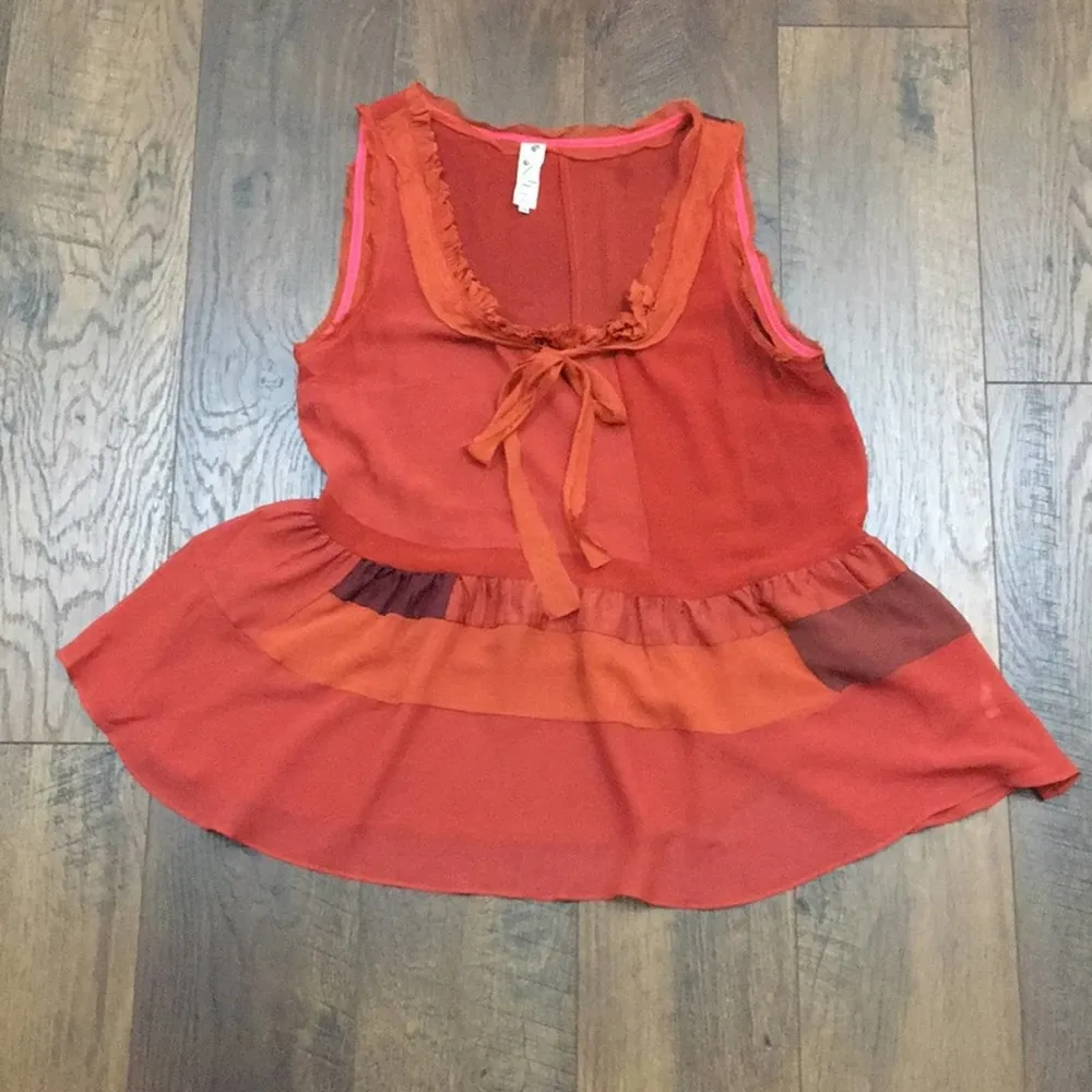 Anthropologie Floreat Rust Colored Silk Blouse - Image 2