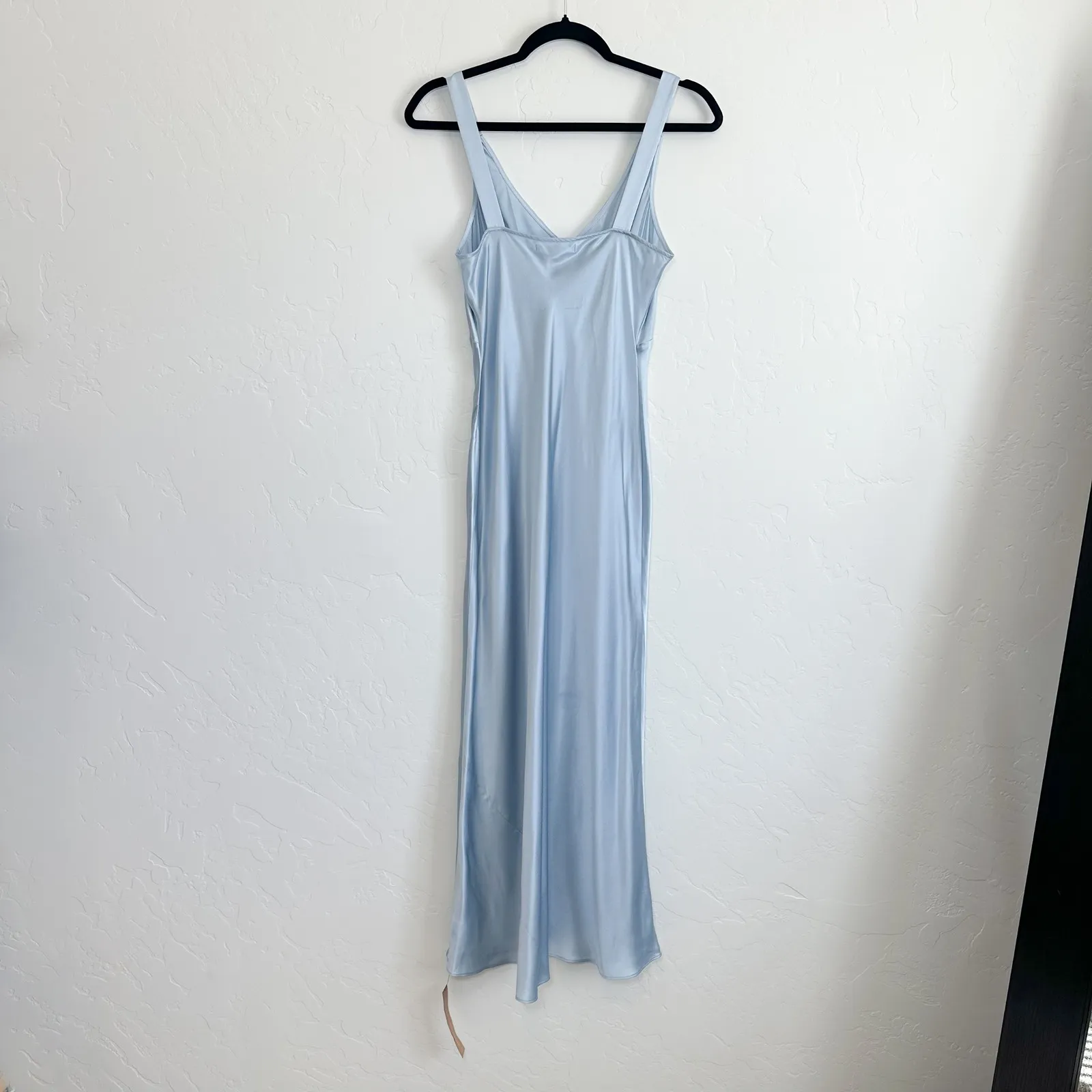 Reformation | Daytona 100% Silk Midi Slip Dress in‎ Mineral Blue - Image 9
