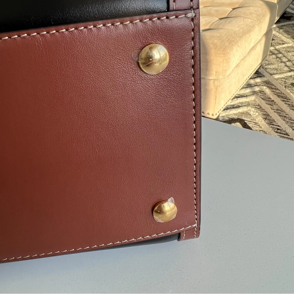 New Burberry Leather and Vintage Check Two-handle Title Satchel Tote Bag - Image 11