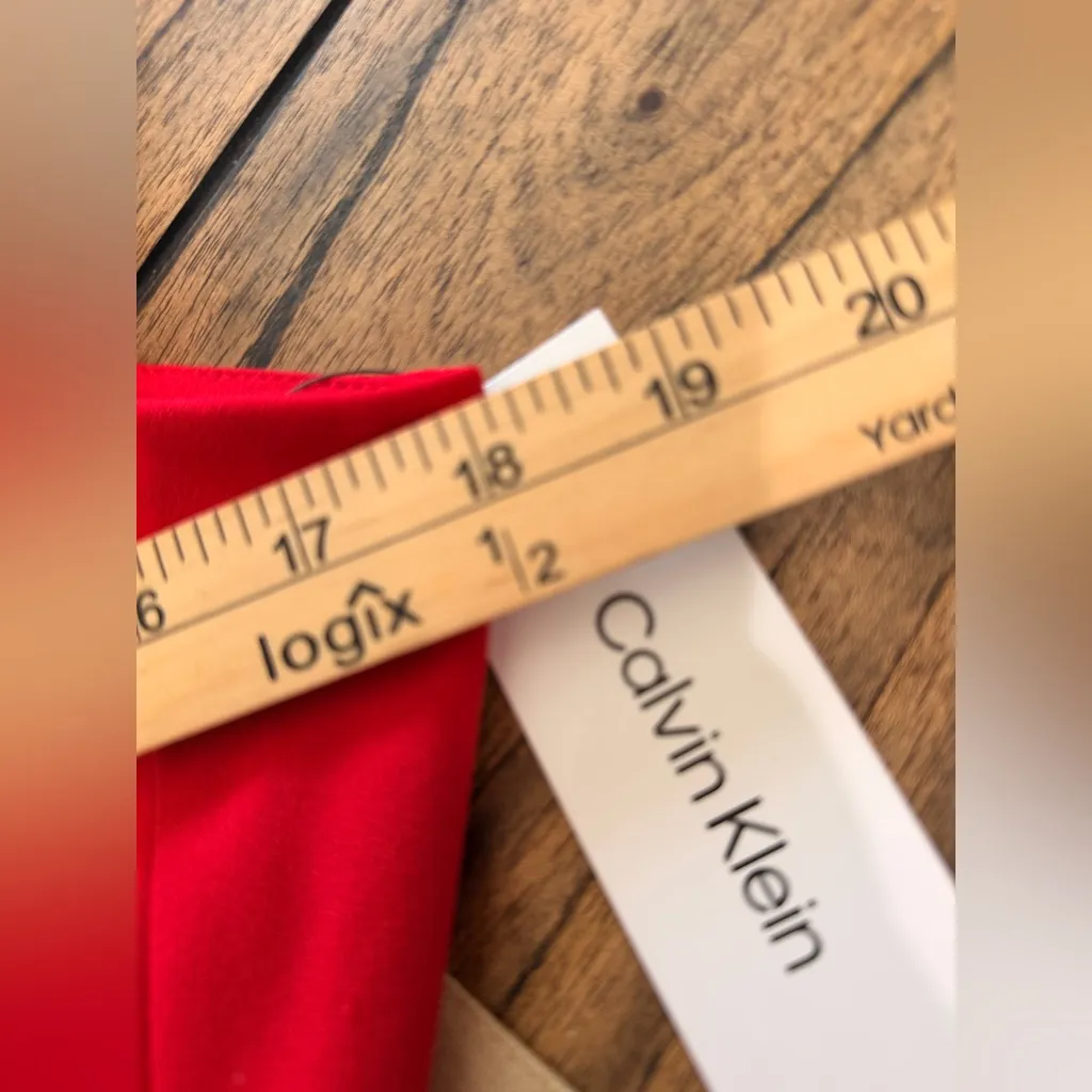 Calvin Klein Side Bow Sleeveless Scuba Knit Sheath Dress in red. Size 10 - Image 4