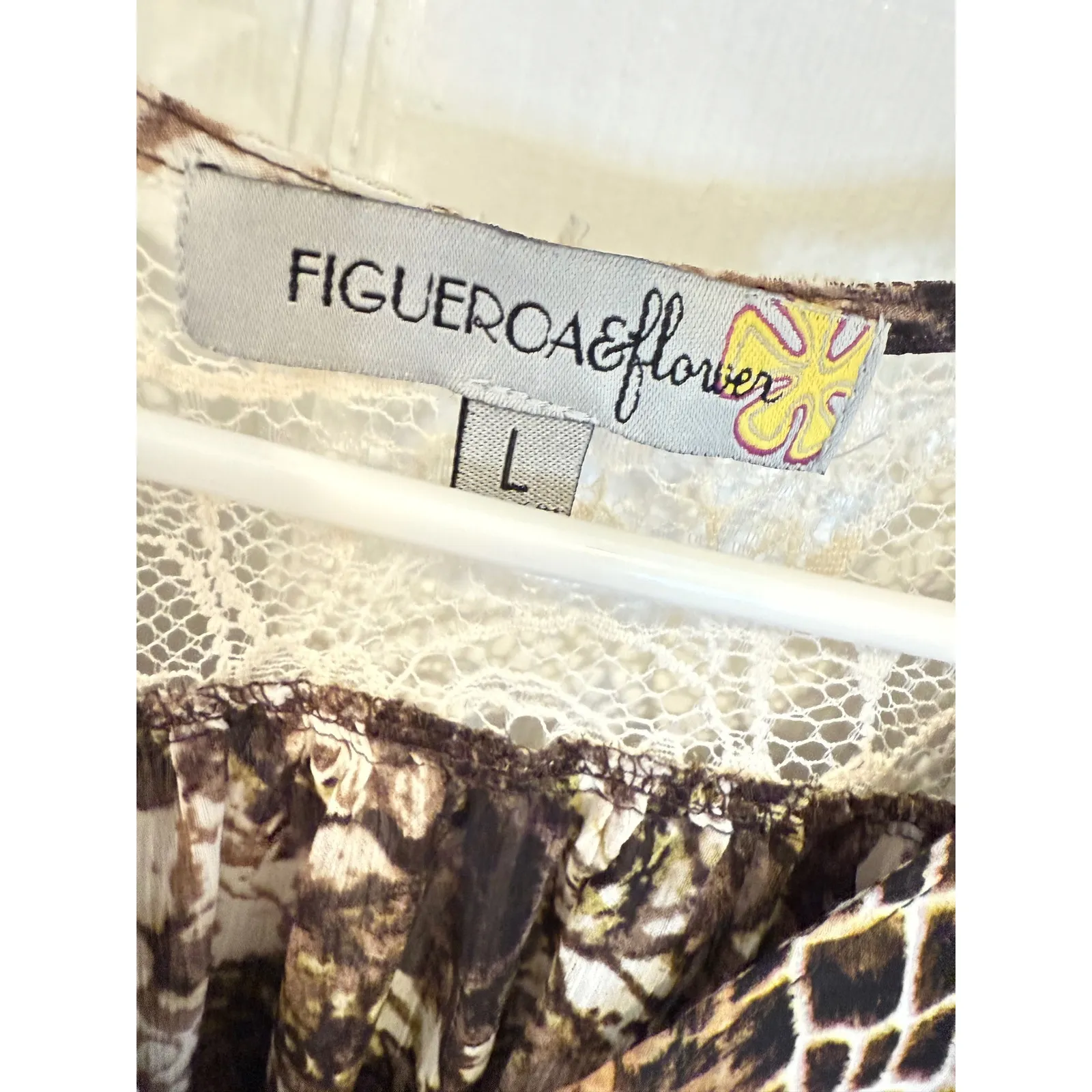 Figueroa & Flower L Snake‎ Print Button Down Blouse Top Size L Brown Size L - Image 3