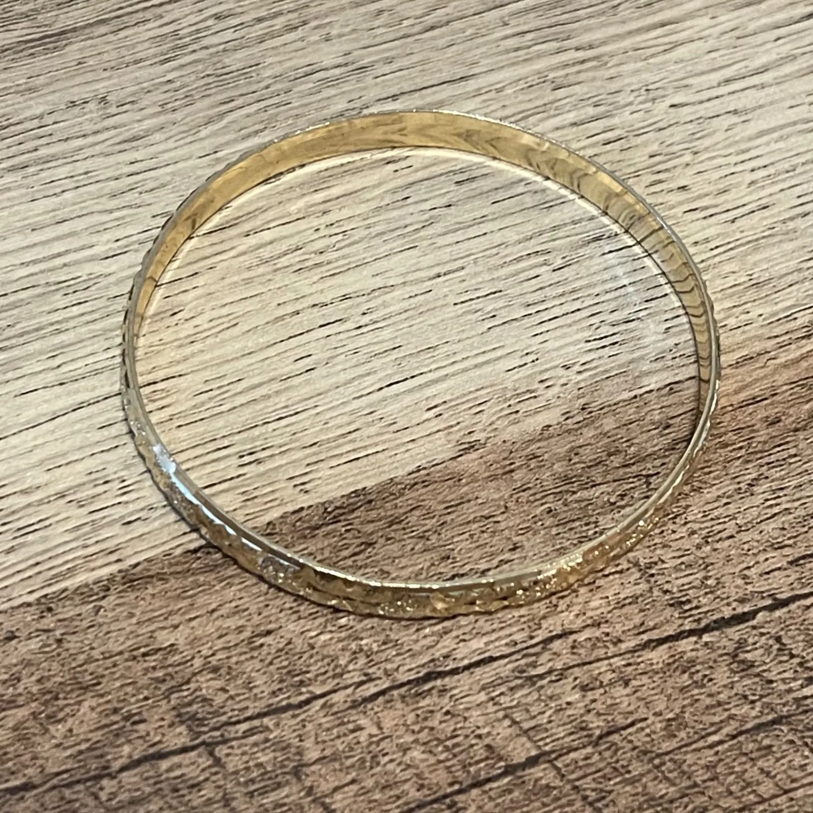 Womens Gold Tone Etched Bangle Bracelet Slip on Elegant Fashion Jewelry - Image 3