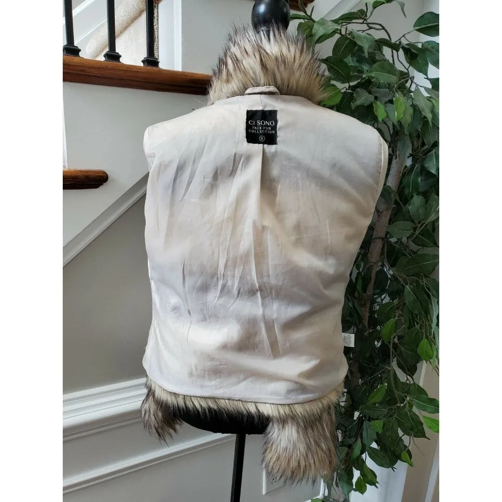 Women's Brown Acrylic & Polyester Collared Long Sleeve Faux Fur Jacket S - Image 8