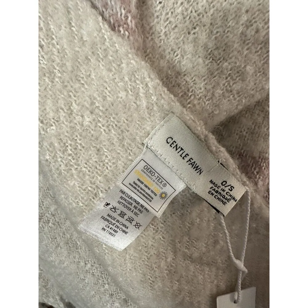 Gentle Fawn Scarf Large Size Pink/Oatmeal One Size Soft Fringe Bottom NEW - Image 5