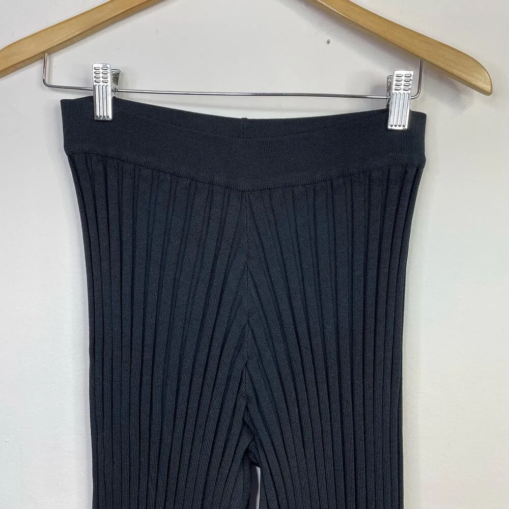 Dissh Lou Wide Leg Pants Ribbed Knit High Waist Classic Minimalist womens M - Image 3