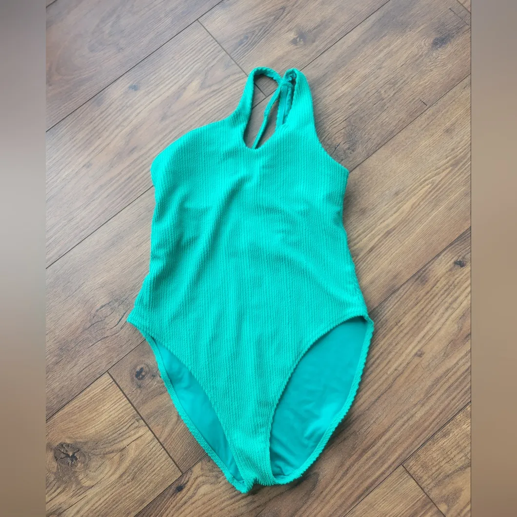 Old Navy One-ShoulderTextured Teal Swimsuit, Size Large - Image 3