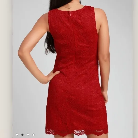 Lulus Thinking of‎ You Red Lace Sleeveless Sheath Dress SMALL - Image 4