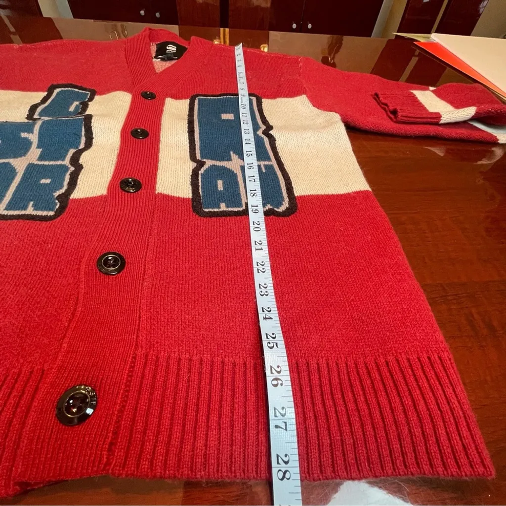 G-Star Raw Unisex Holiday Wool Cardigan Grandpa Chunky Red Beige Blue Sz Large - Image 13