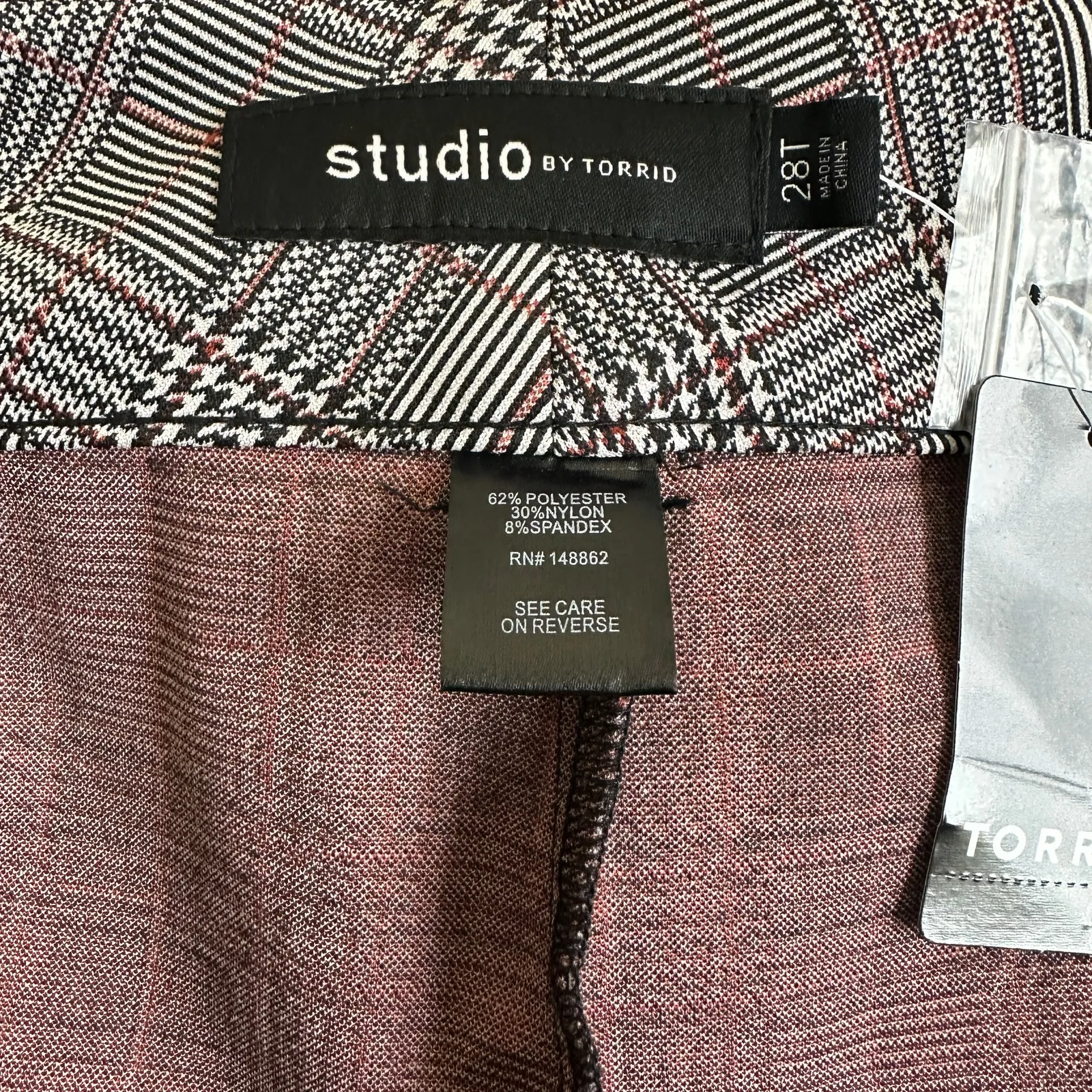 NWT Torrid Bootcut Pants Womens 28T Black White Plaid High Rise Dark Academia - Image 8