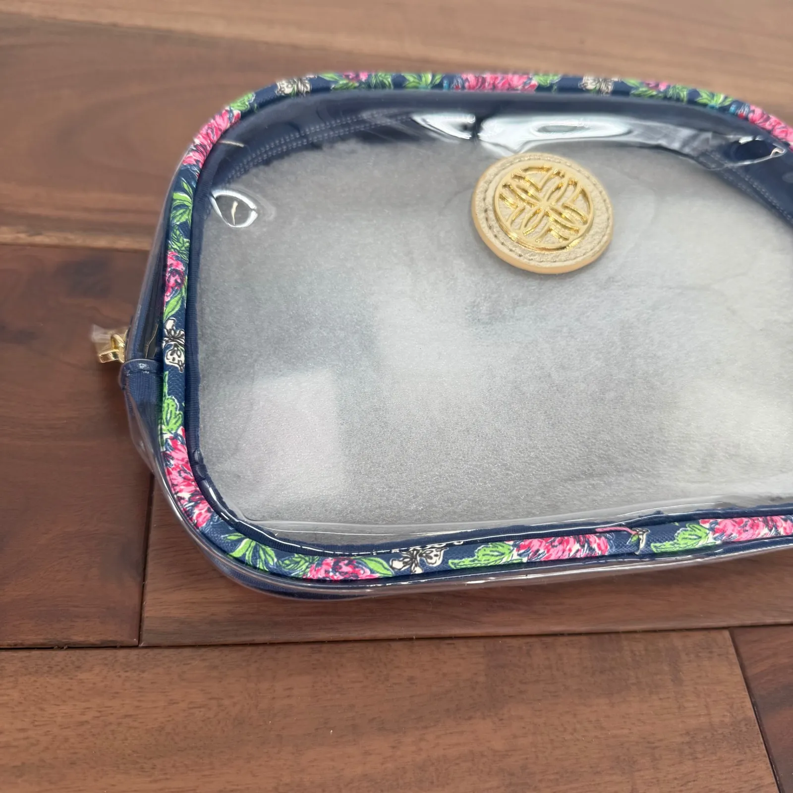 Lilly Pulitzer Clear Belt Bag Pouch Floral Trim Gold Logo & Strap - Image 3