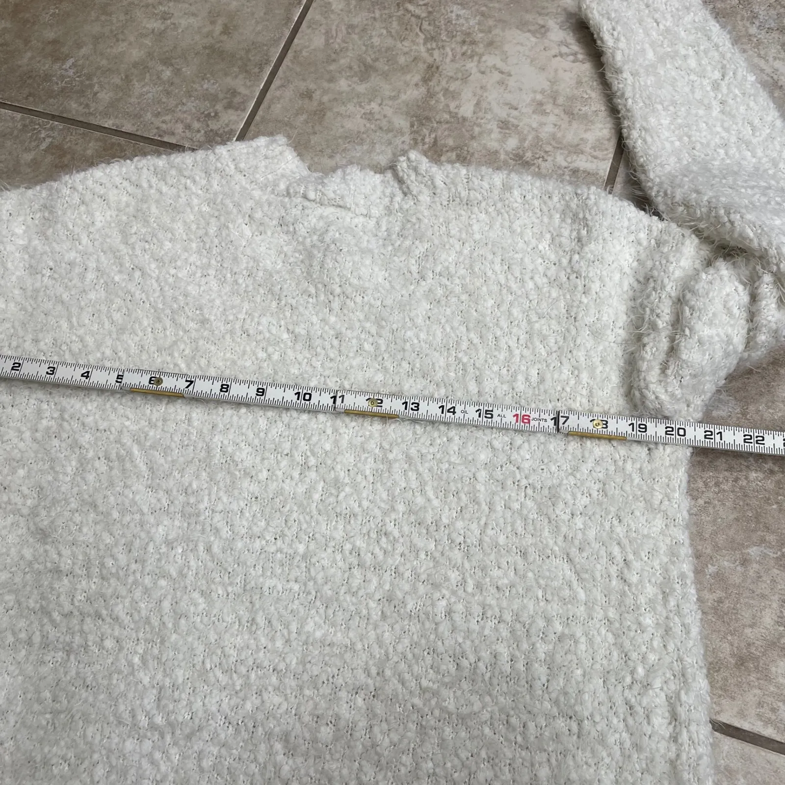 Show me your mumu Fuzzy Knit Sweater Cream Cozy Textured Pullover Women's Small - Image 3