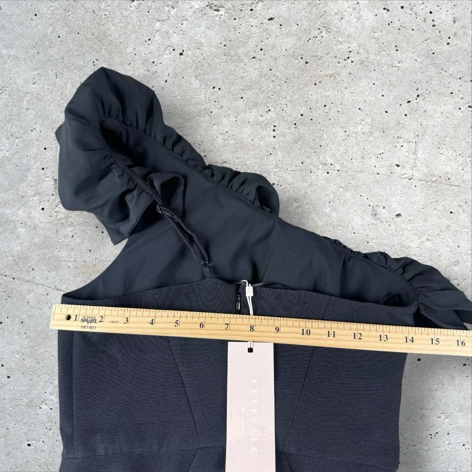 Keepsake the Label LBD One Shoulder Compose Black Ruffle Strap Mini Dress‎ Sz 4 - Image 9